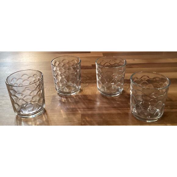 Vintage Libbey Urban Polka Dots Thumbprint Clear Glass Rocks 3.5” Set Of 4 - Picture 6 of 10